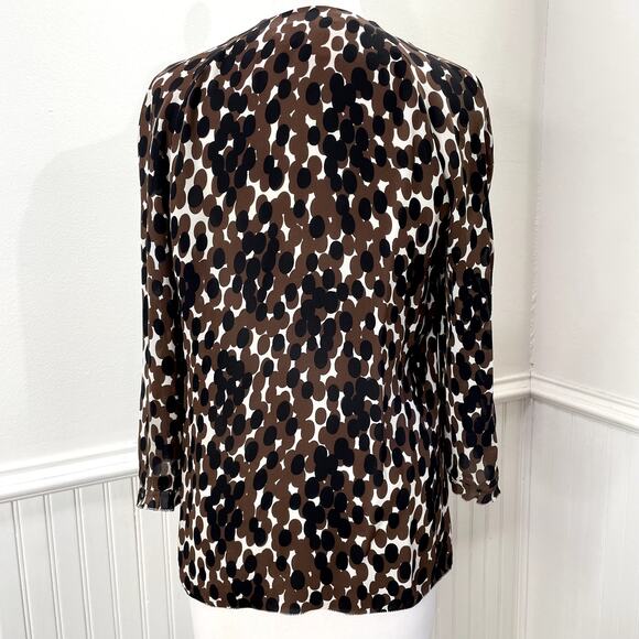 Tory Burch Size 8 Top 100% Silk Polka Dot Popover Blouse Career Classic Neutral - Picture 3 of 16